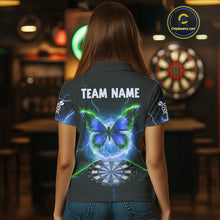 Load image into Gallery viewer, Lightning Butterfly Dartboard Custom Blue &amp; Green Women Polo Dart Shirt Funny Dart Jerseys NYN1761
