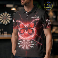 Load image into Gallery viewer, Lightning Butterfly Dartboard Custom Red Mens Polo Dart Shirt Funny Dart Jerseys NYN1762