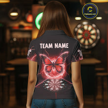 Load image into Gallery viewer, Lightning Butterfly Dartboard Custom Red Women Polo Dart Shirt Funny Dart Jerseys NYN1762