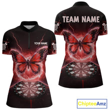 Load image into Gallery viewer, Lightning Butterfly Dartboard Custom Red Women Quarter-Zip Dart Shirt Funny Dart Jerseys NYN1762