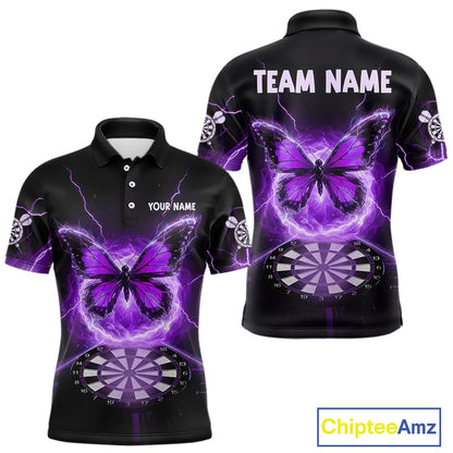Lightning Butterfly Dartboard Custom Purple Mens Polo Dart Shirt Funny Dart Jerseys NYN1763