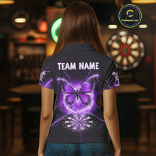 Load image into Gallery viewer, Lightning Butterfly Dartboard Custom Purple Women Polo Dart Shirt Funny Dart Jerseys NYN1763