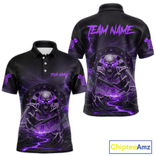 Load image into Gallery viewer, Lightning Purple Skeleton Dartboard Custom Mens Polo Dart Shirt Gifts For Dart Players NYN1765