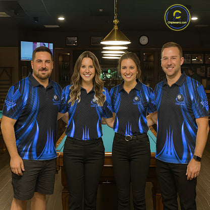 Blue 8 Ball Pool Billiard Polo & Quarter-Zip Shirt For Women Personalized Ball Billiard Team Attire NYN4971