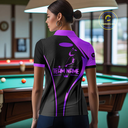 Black And Purple Human Play Pool 8 Ball Women Billiard Shirt Custom Billiard Team League Attire NYN4974