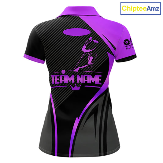 Black And Purple Human Play Pool 8 Ball Women Billiard Shirt Custom Billiard Team League Attire NYN4974