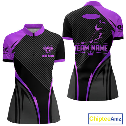 Black And Purple Human Play Pool 8 Ball Women Billiard Shirt Custom Billiard Team League Attire NYN4974