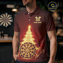 Load image into Gallery viewer, Red Snowflake Dartboard Christmas Custom Men Polo Dart Jerseys Xmas Dart League Shirt NYN2051