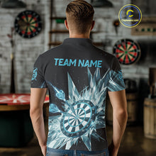 Load image into Gallery viewer, Blue Snow Ice Dartboard Men Darts Polo Shirt Custom Name &amp; Team Xmas Dart League Shirt NYN2057