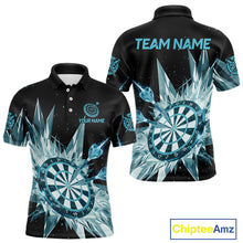 Load image into Gallery viewer, Blue Snow Ice Dartboard Men Darts Polo Shirt Custom Name &amp; Team Xmas Dart League Shirt NYN2057