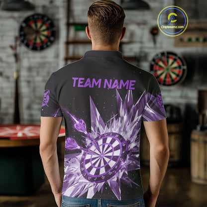Purple Snow Ice Dartboard Men Darts Polo Shirt Custom Name & Team Xmas Dart League Shirt NYN2058