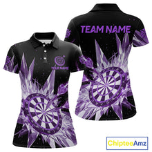 Load image into Gallery viewer, Purple Snow Ice Dartboard Women Darts Polo Shirt Custom Name &amp; Team Xmas Dart League Shirt NYN2058