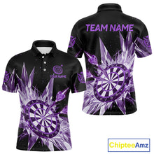 Load image into Gallery viewer, Purple Snow Ice Dartboard Men Darts Polo Shirt Custom Name &amp; Team Xmas Dart League Shirt NYN2058