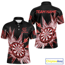 Load image into Gallery viewer, Red Snow Ice Dartboard Men Darts Polo Shirt Custom Name &amp; Team Xmas Dart League Shirt NYN2059