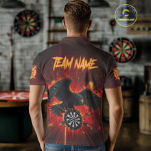 Load image into Gallery viewer, Red Flaming Eagle Dartboard Men Darts Polo Shirt Custom Name &amp; Team Dart League Shirt NYN2060