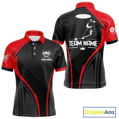 Black And Red Human Play Pool 8 Ball Men's Billiard Shirt Custom Billiard Team League Attire NYN2556