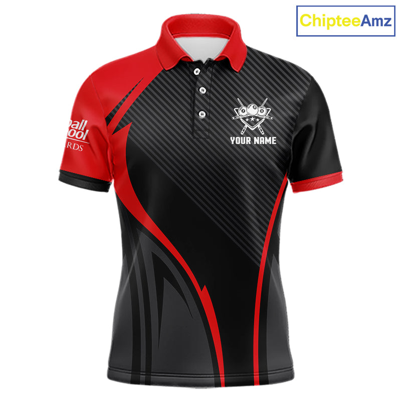 Black And Red Human Play Pool 8 Ball Men's Billiard Shirt Custom Billiard Team League Attire NYN2556