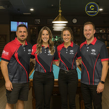 Load image into Gallery viewer, Black And Red Human Play Pool 8 Ball Men's Billiard Shirt Custom Billiard Team League Attire NYN2556
