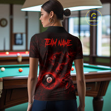 Load image into Gallery viewer, Horror Wolfs Red Flames Smoke Pool 8 Ball Women's Billiard Shirt Custom Ball Billiard Team Attire NYN2562