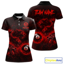 Load image into Gallery viewer, Horror Wolfs Red Flames Smoke Pool 8 Ball Women's Billiard Shirt Custom Ball Billiard Team Attire NYN2562
