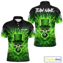 Load image into Gallery viewer, Flaming Shamrock Skull Pool 8 Ball Men Billiard Shirt Custom St Patrick's Day Billiard Team Attire NYN2561