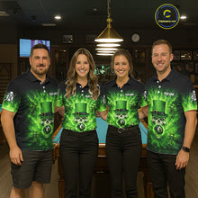 Load image into Gallery viewer, Flaming Shamrock Skull Pool 8 Ball Men Billiard Shirt Custom St Patrick's Day Billiard Team Attire NYN2561