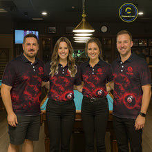 Load image into Gallery viewer, Horror Wolfs Red Flames Smoke Pool 8 Ball Women's Billiard Shirt Custom Ball Billiard Team Attire NYN2562