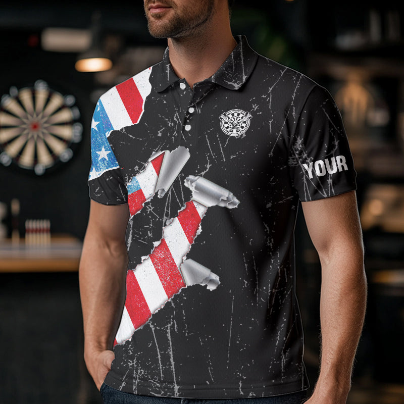 Custom American Flag Grunge Style Dart Shirts For Men, Dart Team Jerseys NYN0025