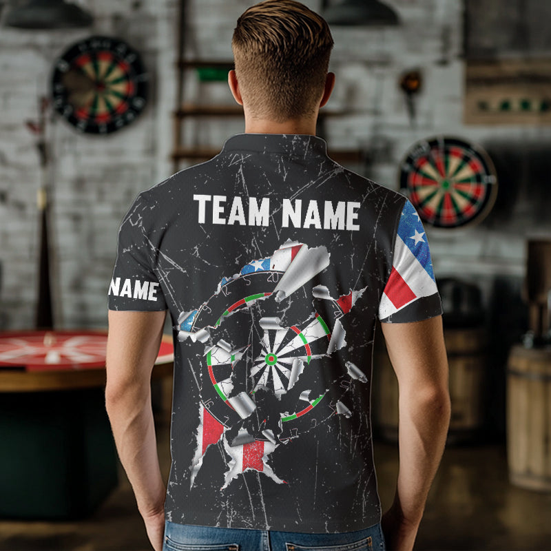 Custom American Flag Grunge Style Dart Shirts For Men, Dart Team Jerseys NYN0025