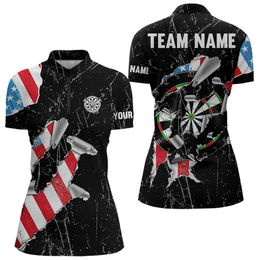 Custom American Flag Grunge Style Dart Shirts For Women, Dart Team Jerseys NYN0025