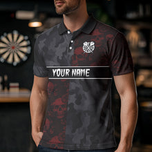 Load image into Gallery viewer, Red Rose Skulls And Dartboard Style Dart Shirts For Men, Custom Dart Jerseys NYN0028