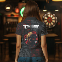 Load image into Gallery viewer, Red Rose Skulls And Dartboard Style Dart Shirts For Women, Custom Dart Jerseys NYN0028