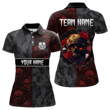 Load image into Gallery viewer, Red Rose Skulls And Dartboard Style Dart Shirts For Women, Custom Dart Jerseys NYN0028