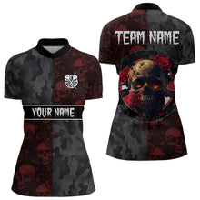 Load image into Gallery viewer, Red Rose Skulls And Dartboard Style Dart Shirts For Women, Custom Dart Jerseys NYN0028