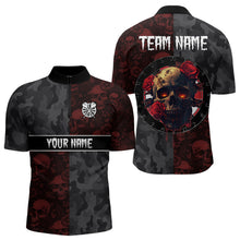 Load image into Gallery viewer, Red Rose Skulls And Dartboard Style Dart Shirts For Men, Custom Dart Jerseys NYN0028