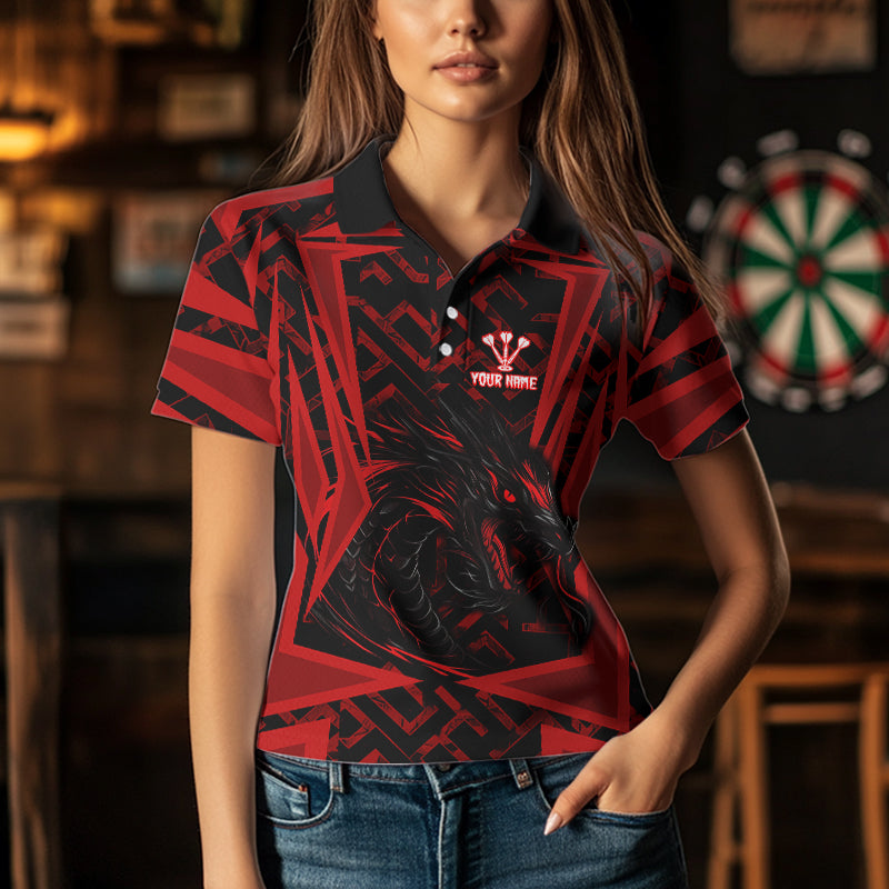 Custom Red Dragron With Dartboards Dart Shirts For Women, Dart Team Jerseys NYN0029