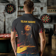 Load image into Gallery viewer, Custom Black-Yellow Pumpkins Funny Halloween Dart Shirts For Men Dart Tournament Jerseys NYN0030