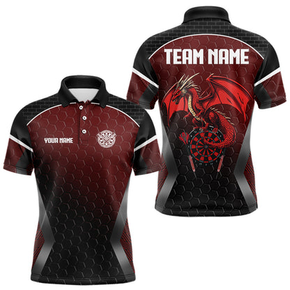 Custom Black And Red Hexagon Dragon Dartboard Dart Shirts For Men Dart Team Jerseys NYN0031