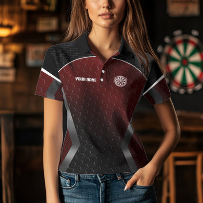 Custom Black And Red Hexagon Dragon Dartboard Dart Shirts For Women Dart Team Jerseys NYN0031