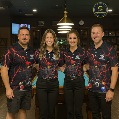 Funny Rooster 8 Ball Billiard Shirt For Men Custom Thunder Red Billiard Pool Shirt, Billiard Attire NYN3145