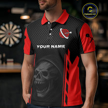 Load image into Gallery viewer, Black &amp; Red Grim Reaper Dartboard Darts Shirt For Men Custom Team Name NYN0365