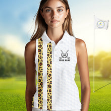Load image into Gallery viewer, Golden Retriever Golf Shirt Custom Yellow Leopard Pattern Funny Splatter Golf Polos For Women NYN3334
