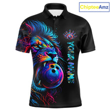 Load image into Gallery viewer, Funny Lion Colorful Splatter Bowling Polo Shirt For Men Custom Bowling Team Jersey Personalized League Bowler Apparel