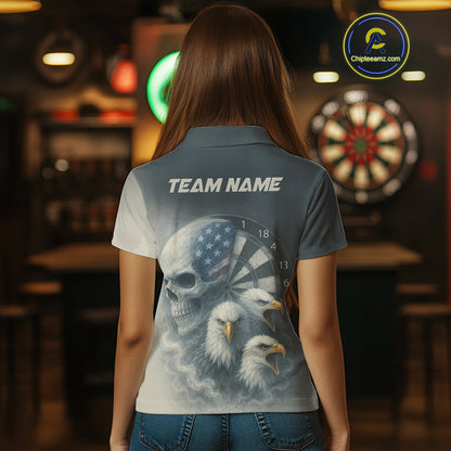 Personalized Patriotic Dart Shirt Custom Eagle Skull Dartboard Dart Jerseys For Women NYN1218