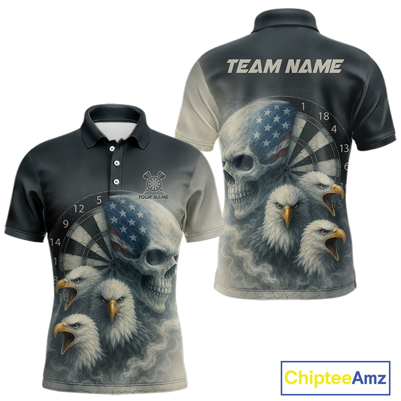 Personalized Patriotic Dart Shirt Custom Eagle Skull Dartboard Dart Jerseys For Men NYN1218