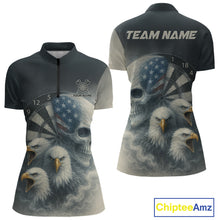 Load image into Gallery viewer, Personalized Patriotic Dart Shirt Custom Eagle Skull Dartboard Dart Jerseys For Women NYN1218