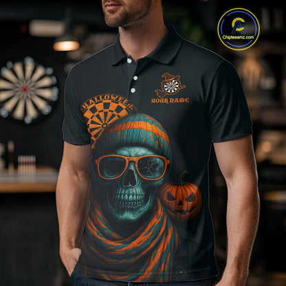 Custom Halloween Men Darts Shirt Personalized Halloween Pumpkin Skull Darts Jerseys NYN1230