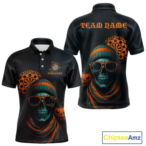 Custom Halloween Men Darts Shirt Personalized Halloween Pumpkin Skull Darts Jerseys NYN1230