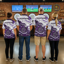 Load image into Gallery viewer, Custom White And Purple Splatter Cobra Dartboard Women Darts Polo Shirts Grunge Dart Jerseys NYN2270