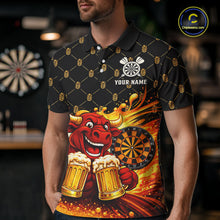 Load image into Gallery viewer, Bull &amp; Cheer Beers Dartboard Custom Funny Darts Polo Shirts Men Dart Team Jerseys | Black NYN2272